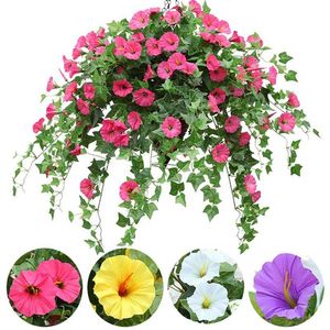 65Cm Hanging Basket Artificial Morning Glory Flower Pots Decorative Manma Petunia Orchid Flowers Home Decor Wedding Decoration 211108