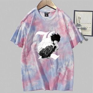 Death Note Anime T-shirt Short Sleeve Round Neck Casual Tie Dye Spring and Summer Y0809