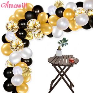 Party Decoration stks Ballon Boog Garland Kit Goud Zwart Wit Latex Ballonnen Ketting Bruiloft Jaar Verjaardag Globos Decoraties