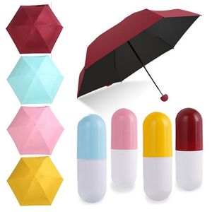 1pc Mini Ombrelli tascabili piccoli Ombrelli a capsula Ombrello anti-UV Protezione solare Ombrello a capsula antipioggia Vino rosso / blu / giallo / rosa 210401