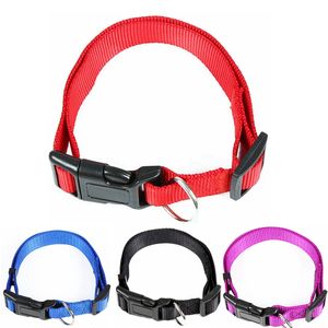 Coleira de cão de nylon com fivela coleiras de segurança ajustáveis ​​para cães Pequeno grande cor-de-rosa cor-de-rosa preto vermelho azul roxo pescoço apto 14 