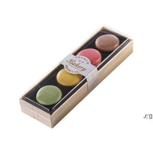 Bella scatola di imballaggio per macaron, festa di nozze, dessert, confezione da 4 biscotti, scatola di legno, decorazione per torte, accessori per la cottura RRE11755