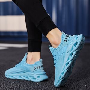 Hurtownia najwyższej jakości buty do biegania męskie kobiety sportowe super lekkie oddychające potrójne białe niebieskie trampki na zewnątrz rozmiar 39-44 WY02-H917