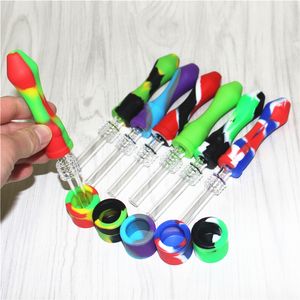 Wholesale nectar micro resale online - Hookahs high quality micro nc Silicone Nectar Collector Kit with mm Quartz Tip Titanium Nails Glass Water Pipes Bong Dab Rigs