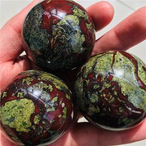 Oggetti decorativi Figurine Natural Rare Dragon Blood Stone Quarzo Sfera di cristallo Decorazione della casa Taglio e lucidatura 1pc