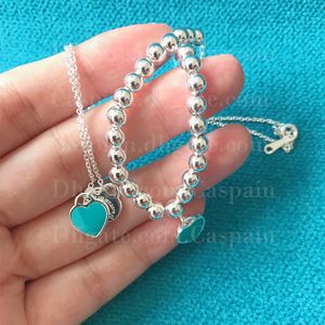 Conjunto de pulseiras de colar de coração para meninas e crianças com carimbo de prata 925 conjuntos de joias de coração para presente para namorada