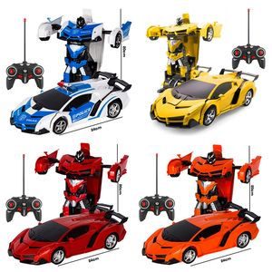 Electric/RC Car 2 i 1 Electric RC Car Transformation Robots Children Boys Outdoor Remote Control Sports Deformation Toy 240314