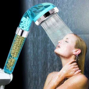 Bad högkvalitativt duschhuvud högtryck ökning av vatten sparande filter bollar pärlor verktyg huvud med negativ jon aktiverad H1209