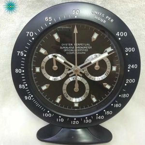 輝く施設でモダンな金属のテーブルの時計の時計形状x0726