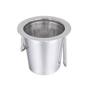 2021 Te Infuser Rostfritt Stål Löst Leaf Tea Teer Basket Folding Handle Tekanna Blomma Herbal Filter Big