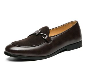 Mens Penny Loafers äkta läder handmålade slip på klänningskor män bröllop casual business lyxys sko