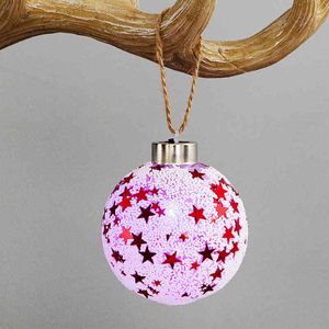 Novo com pingente de árvore leve transparente LED luminoso bola de natal decoração