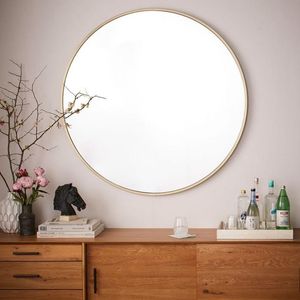 Mirrors Retro Simple Metal Round Bathroom Mirror Wall Mounted Home Bedroom Dressing Table Decoration Makeup