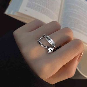 Luxe smiley gezicht open ringen voor vrouwen creatieve goede gelukkige cirkel schattige ketting ring partij holle verstelbare punk sieraden geschenken