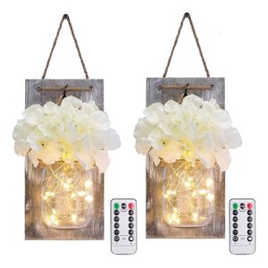 Wall Lamp LED Mason Jar Glass Pot Light Remote Control Hanging Craft Outdoor Garden Lamps Yard For Home Courtyard Decor