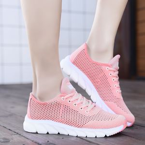 Top Fashion 2021 Mens Women Sport Running Shoes High Quality Solid Color Breathable Outdoor Runners Pink Knit Tennis Sneakers SIZE 35-44 WY30-928