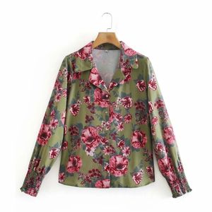 Spring Women Floral Printing Långärmad Skjorta Kvinna Skräddarsydd Krage Blus Casual Lady Loose Toppar Blusas S8637 210430