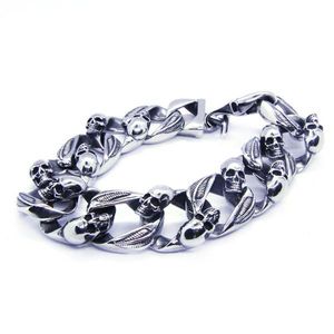Wholesale tops steel eagle for sale - Group buy Eagle Feather Skull Bracelet L Stainless Steel Quality TOP Biker Link Chain