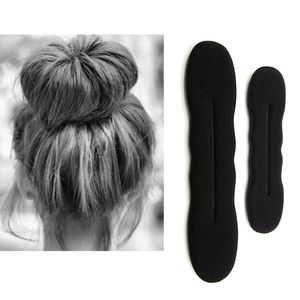 Multi size Sponge Black Styling Donut Bun Curler Maker Ring Magic Foam Twist Tool Hair Clip 17.5cm and 22.5cm