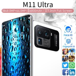 M11ultra Phone Hot NewStyleグローバルバージョンオリジナルAndroidスマートフォン7.3インチ6800amhビッグスクリーン携帯電話デュアルSIMセルモバイルスマートフェイスID 5G 4G