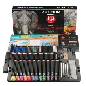 142 adet Renkli Kalemler Set Profesyonel Dayanıklı Sanatçı Çizim Kalem Eskiz Setleri Kırtasiye Boyama Araçları Yeni Başlayanlar için Malzemeleri