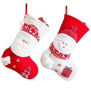 Noel Ağacı Çoraplar Noel Baba Şeker Hediye Çantası Yaşlı Adam Kardan Adam Kırmızı Beyaz Çorap Noel Partisi Asılı Dekorasyon Malzemeleri DD601