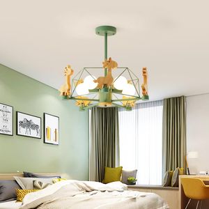 Chandeliers Creative Trojan Horse Chandelier Nordic Simple Children's Room Bedroom Lamp Macaron Color Kindergarten Solid Wood LED