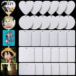 5 style sublimation blank air freshener heart shape square round felt material sheet white unscented Aroma Cards car pendant with string