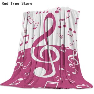 Nota musicale Coperta di flanella bianca nera per letto Copriletto in morbido pile portatile Copriletto in peluche con stampa divertente