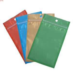 Tamanhos Assorted Bags Ziplock Reutilizáveis ​​Limpar Frente Metálico Mylar Mylar Láguer Bolsas Planas Pacote De Cozinha Com Hang Holegoods
