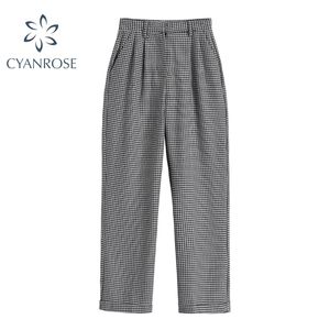 Vintage Houndstooth Women's Harem Pencil Byxor Vår Loose Casual High Waist Suit Office Lady Women Long Trousers 210515