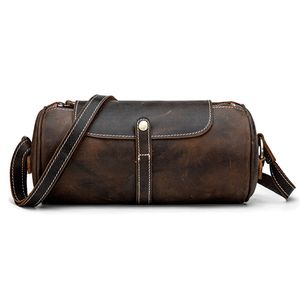 Bolsa de ombro Vintage Genuine Leather para mulheres Crazy Cavalo Couro Crossbody Feminino Desiger Messenger