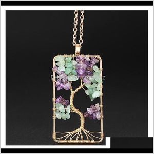 Rock Natural Purple Quartz Stone Pendants Goldmade Gold Color Tree of Life Crystal Cool Coolcle Chain для женщин Qylnsa duvv G6EVW