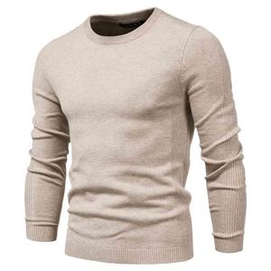 Vinter tjocklek pullover män o-nacke solid färg långärmad varm smal tröja s sweater dra man kläder 210918