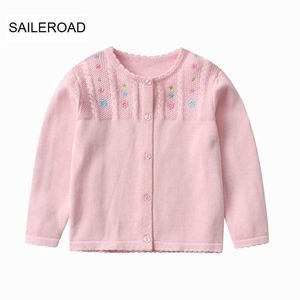 SAILEROAD 2-7Years Baby Mädchen Kleidung Rosa Blumen Pullover Bären Pailletten Mädchen Strickjacke Herbst für Kinder Pullover Y1024