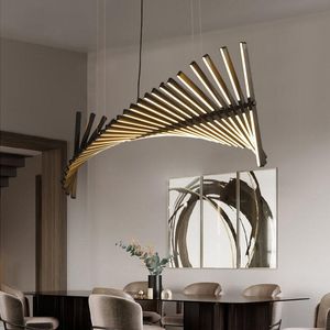 Lâmpadas pendentes estilo europeu sala de estar criativa led chandelier iluminação fishboneer designer refrigerando escritório moderno