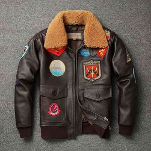 Wholesale toms leather resale online - G1 Air Force Flight Leather Jacket Men s Wool Collar Top Layer Cowhide and Cotton Gun same as Tom