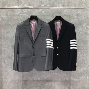 White 4-bar Stripes Male Suit Spring Autumn Wool Blend Designer Blazers Classic Fashion Luxury Brand Men's Jacket Business Casual Western-style Suits For men