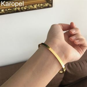 Karopel Rose Gold Black Stainless Steel Bracelet Bracelet Women's Open Simple Round Armband Jewelry Trendy Variety Bracelets