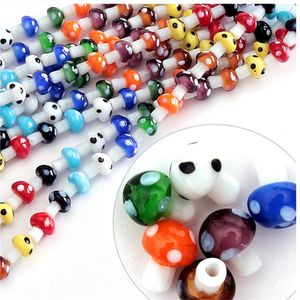 Acrylic Latest Designed Approx Mixed Colors Lampwork Glass Mushroom Beads DIY Jewelry Beads x12mm CN BBC002 Q2