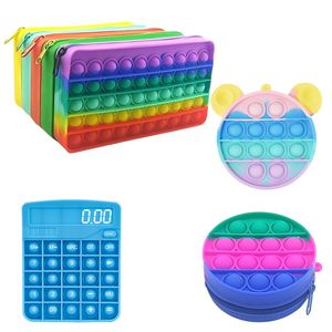 Nieuwe Push Bubble Fidget Speelgoed Potlood Case Portemonnee Calculator Siliconen Squeeze Antistress Zachte Squishy Kids Kinderen Speelgoed Geschenken