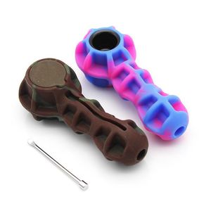 glass smoking water pipe Colorful Newest Portable silicone for Unbreakable spoon hand with bowl and Wax dabber tool