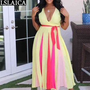 Plus Size Dress Colorblock A Line Big Swing Fashion Beach Bohemian Holiday Style Evening Party Clubwear Long es 210515