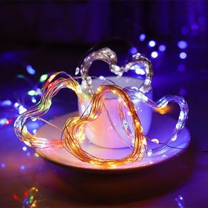 5m 50LEDS Koppar Tråd Batteri Box Garland LED Bröllopsdekoration Strängar för Home Decor Fairy Party Decorations String Light 10pcs / Set