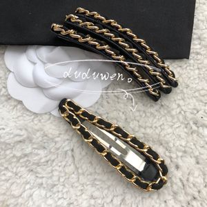 party gift Fashion chain hair clips with white card gold hairpin classic accessories 8X2cm