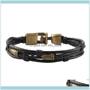 Tennis Jewelrytennis Brown Alloy Simple Multilayer Men Leather Geometric Punk Bangle Fashion Armelets ROPE CHAIN ​​Black Jewelry Aessories1 D