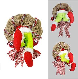 Guirlanda de Natal de ladrão com esfera natal burlap bowknot festa festa casa decoração pernas pingentes para porta frontal ao ar livre