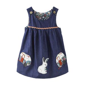 Jumping meters Summer Princess Dresses for Baby Girls Cotton Clothing Animals Applique Children's Birthday Party 210529