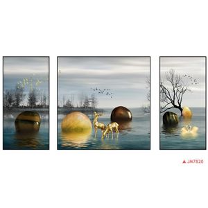 Wholesale three paintings wall art for sale - Group buy Top Seller Modern Adornment Paintings Three panel Home Decor Wall Art Pictures Square CM DIY With Solid Wooden Frame For Bedroom Porch