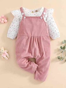 Baby Ditsy Floral Rack Trush Top Ribled Knit Комбинезон Она